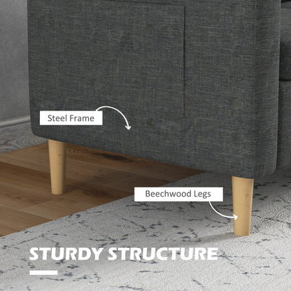 56" Two-Seat Sofa with Side Pockets, Grey