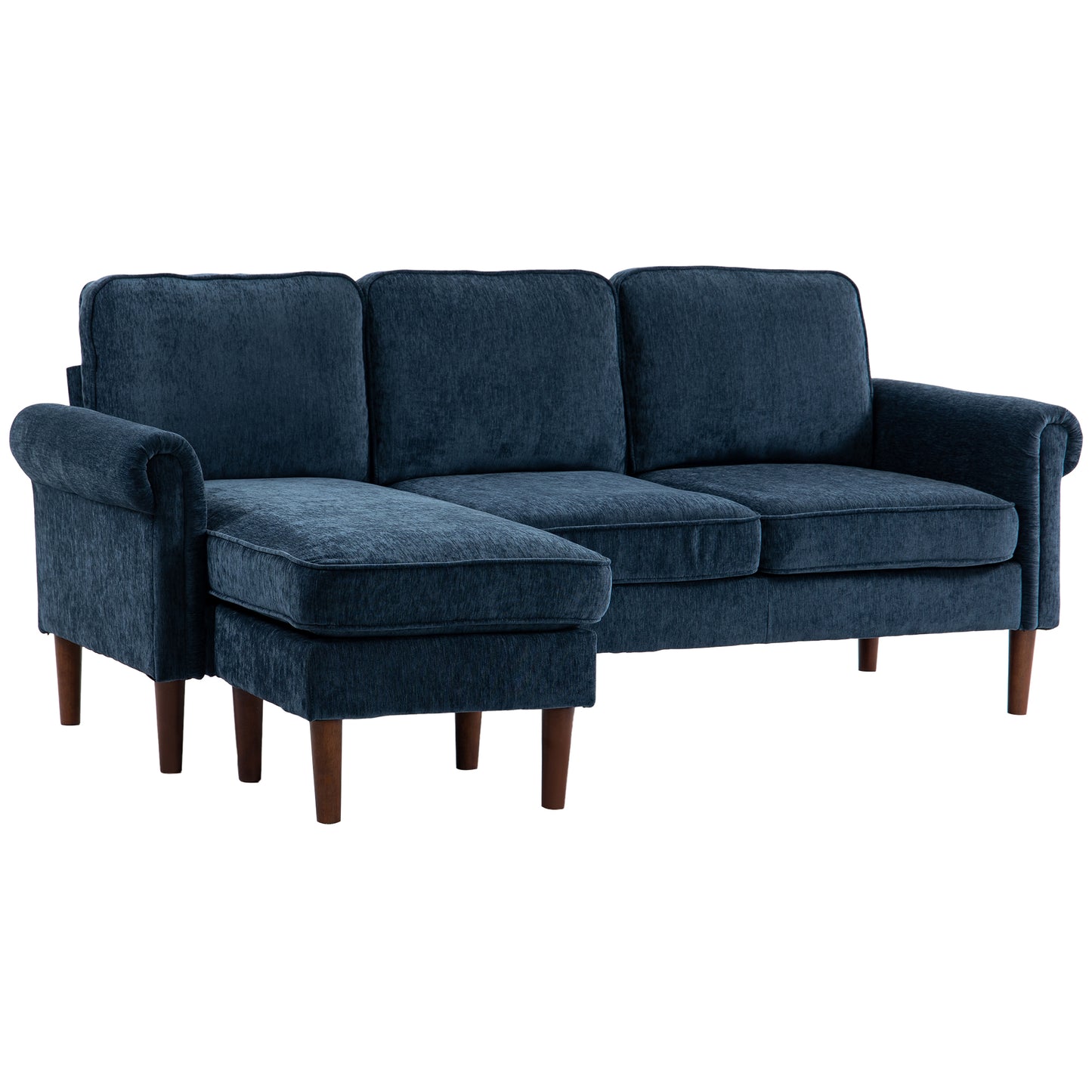 L-Shaped Sectional Sofa with Reversible Chaise Lounge, Dark Blue
