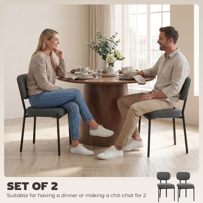Tufted Upholstered Dining Chairs with Metal Legs, Grey (Set of 2)