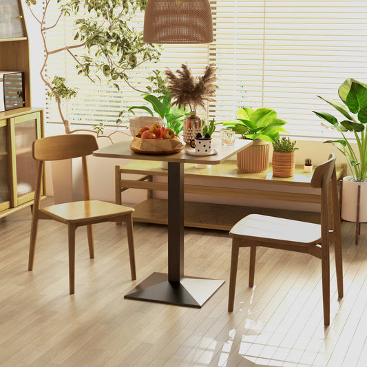 28" Square Dining Table with Steel Pedestal Base - Dark Brown