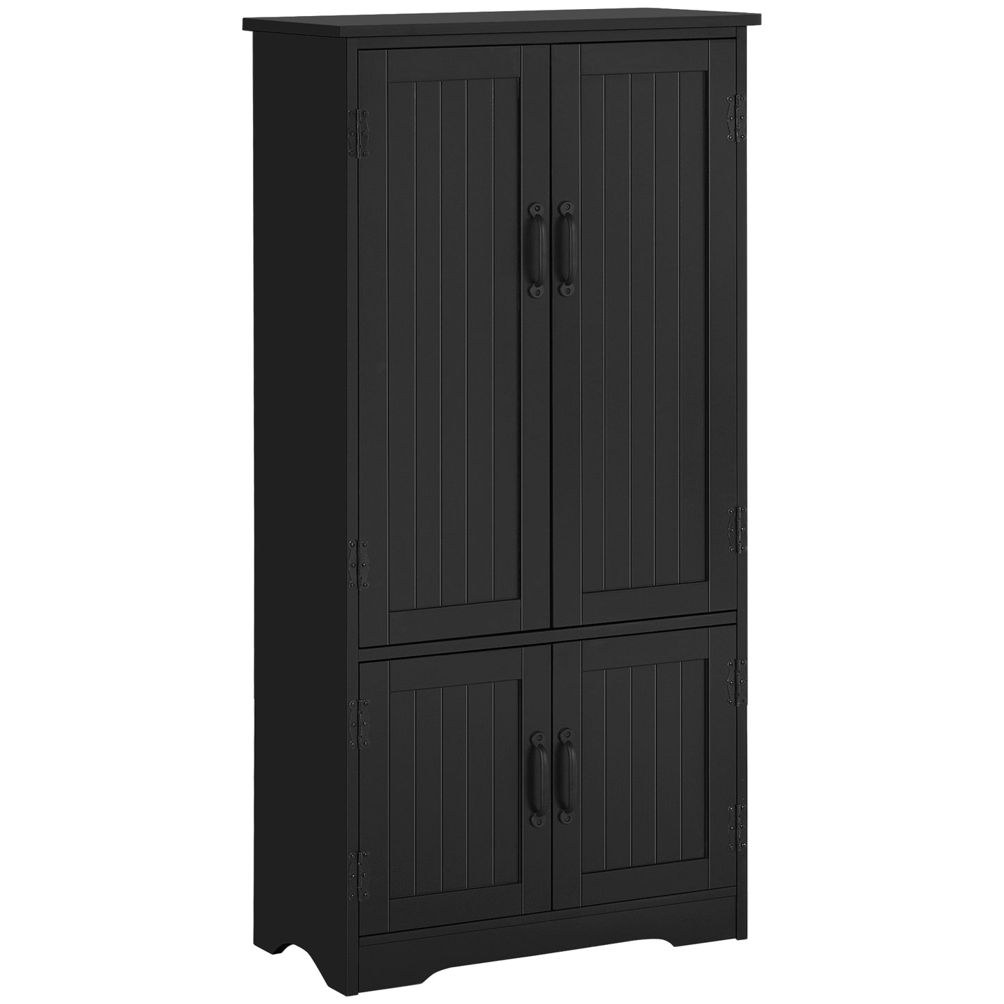 4-Door Storage Cabinet with Adjustable Shelves, 48" Tall Pantry Organizer, Black