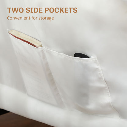 Modern Accent Chair with Storage Pockets - Cream White