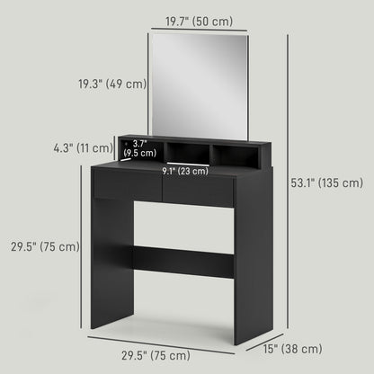 Makeup Vanity Desk with Mirror and Storage, Black