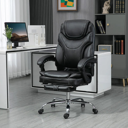 6-Point Vibration Massage Office Chair with Heating and Footrest, Black