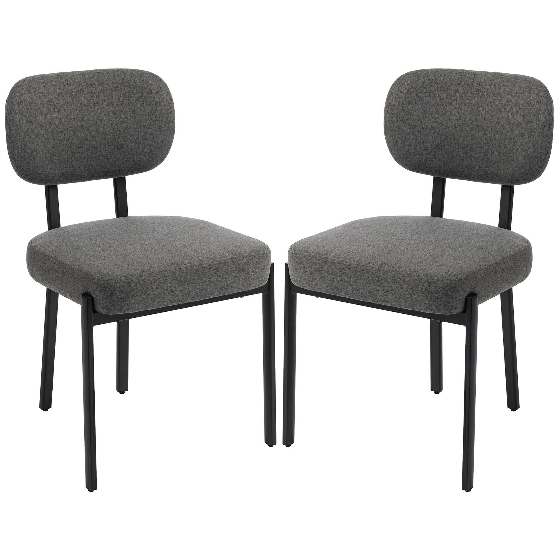 Tufted Upholstered Dining Chairs with Metal Legs, Grey (Set of 2)