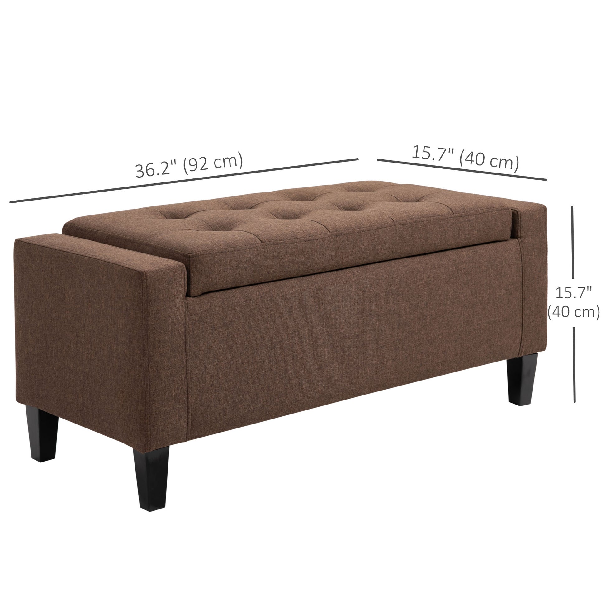 Tufted Storage Ottoman Bench, Brown