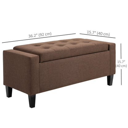 Tufted Storage Ottoman Bench, Brown