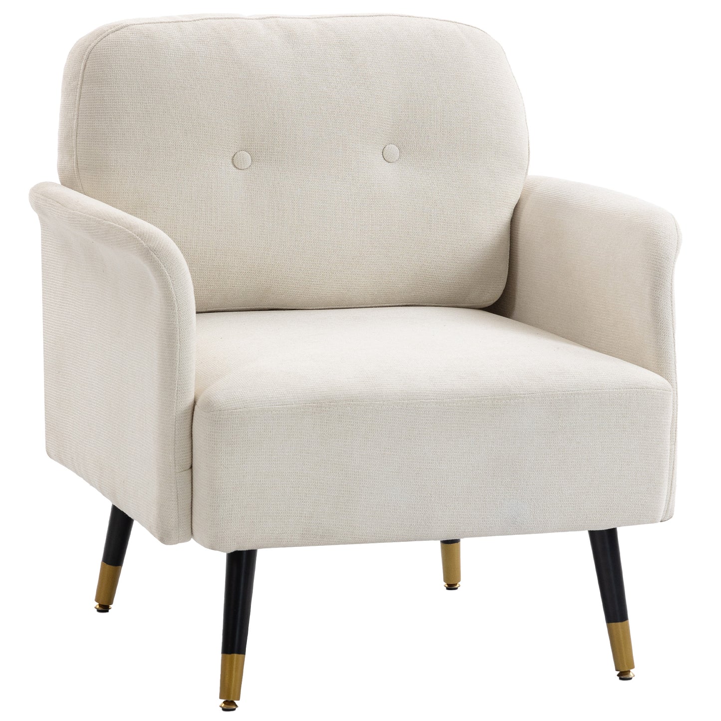Modern Accent Chair with Curved Back, Cream White