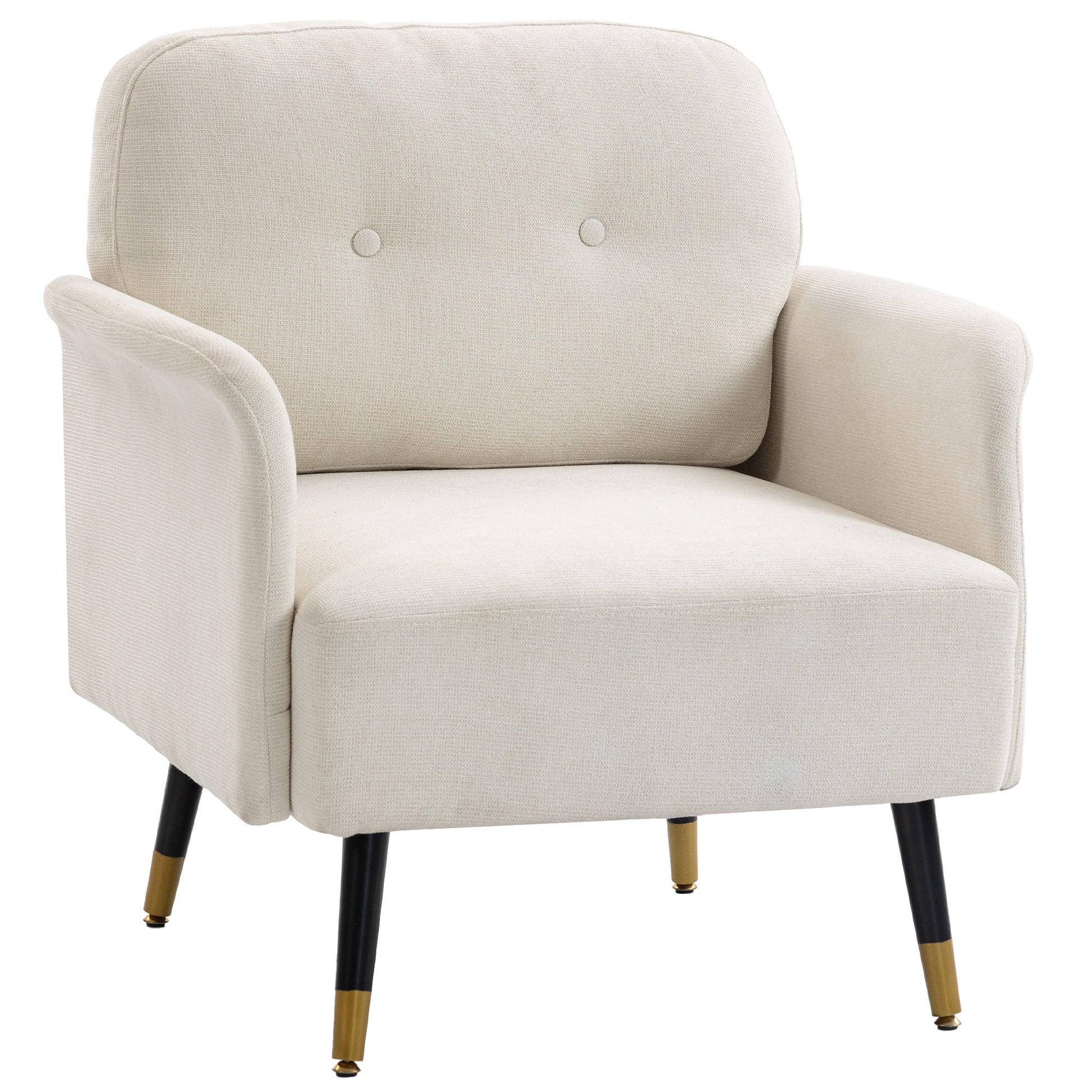 Modern Accent Chair with Curved Back, Cream White