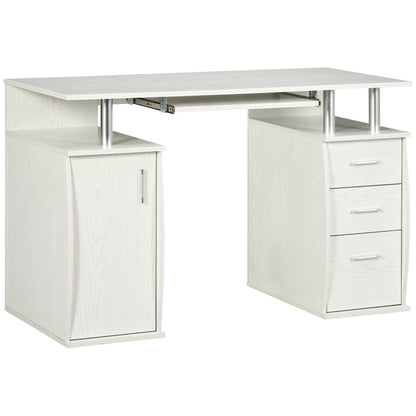 47" Computer Desk with Keyboard Tray and Storage Drawers, White