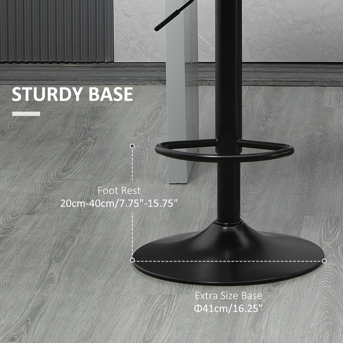 Adjustable Swivel Bar Stools with PU Leather Upholstery and Footrest, Grey (Set of 2)