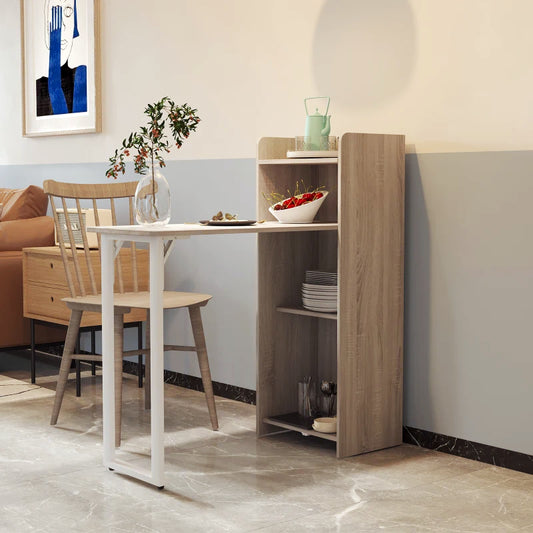 2-in-1 Folding Table with 4-Tier Storage Cabinet