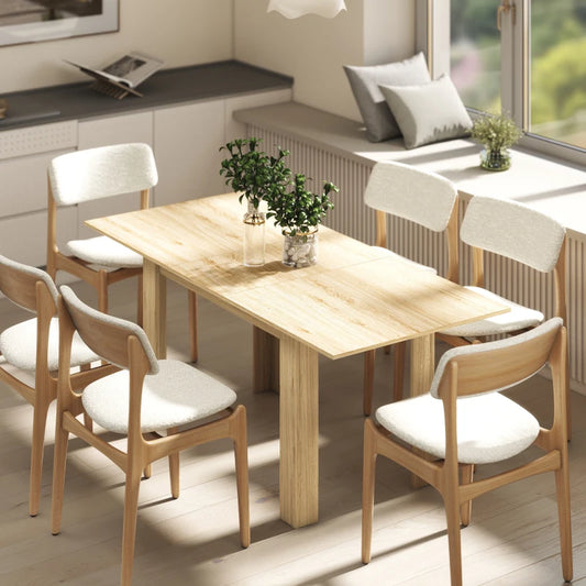 Modern Extendable Dining Table for 6-8 People - Natural Wood