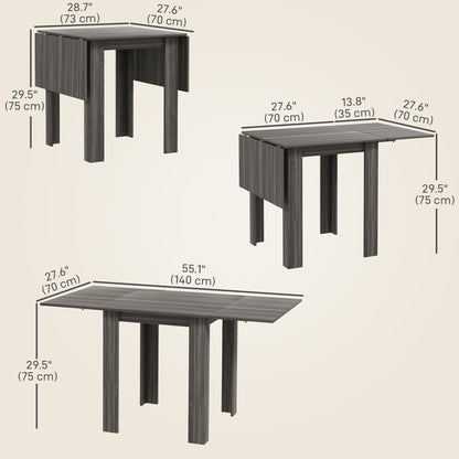 Folding Drop Leaf Dining Table for Small Spaces - Gray