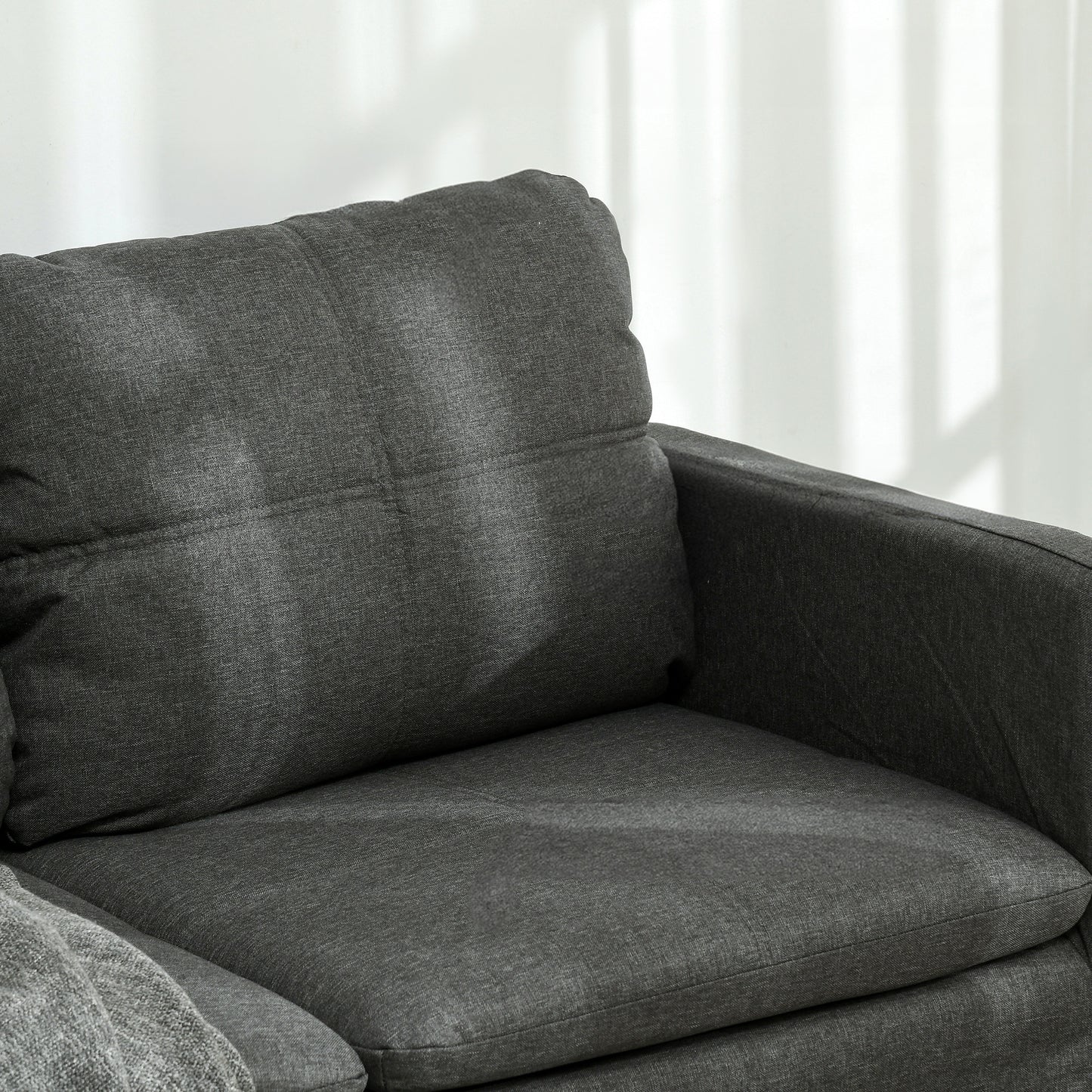 Dark Grey 53" 2-Seat Upholstered Sofa with Steel Legs