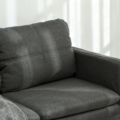 Dark Grey 53" 2-Seat Upholstered Sofa with Steel Legs