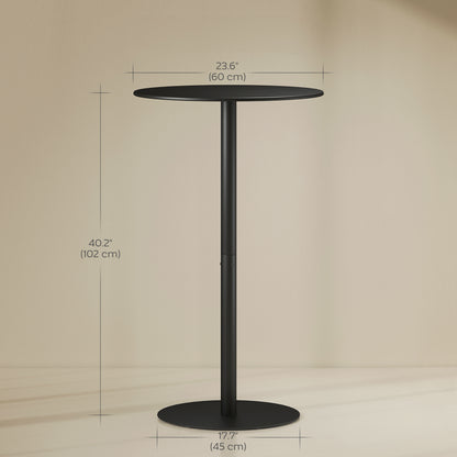 Round Bar Table with Steel Frame for 2 People, Indoor/Outdoor Use, Black