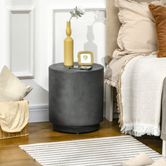 17" Round Terrazzo Finish Side Table for Indoor and Outdoor Use, Charcoal Gray