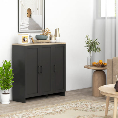 Modern Sideboard Cabinet with Adjustable Shelves, Black