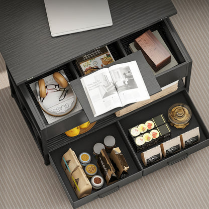 Modern Lift-Top Coffee Table with Storage, Distressed Black