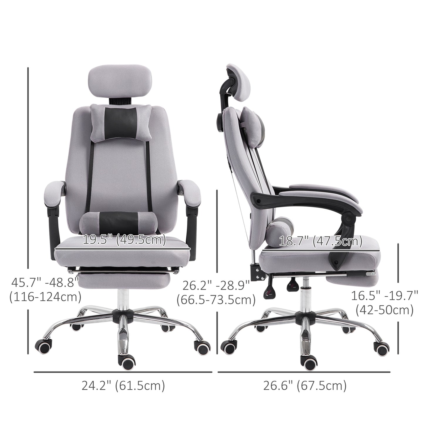 Ergonomic Executive High Back Office Chair with Mesh Fabric and Footrest, Gray