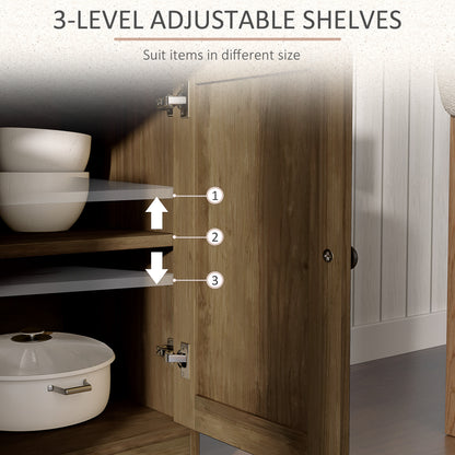 Sideboard Cabinet with Barn Doors and Drawers, Light Brown