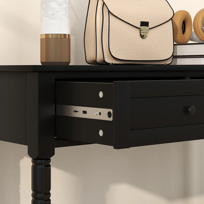 36" Console Table with Classic Turned Legs and Storage, Black