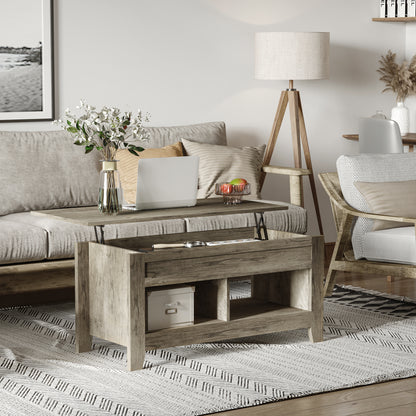 Lift Top Coffee Table with Hidden Storage, Oak Effect