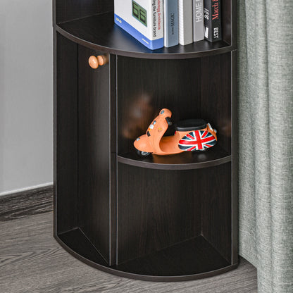 5-Tier Corner Bookcase with Cabinet, Black