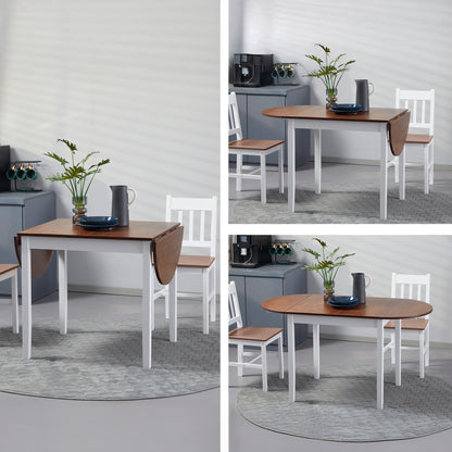 Solid Wood Drop Leaf Dining Table - Brown