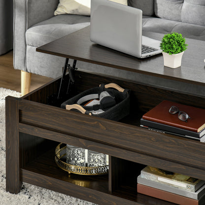 Lift Top Coffee Table with Hidden Storage, Dark Walnut