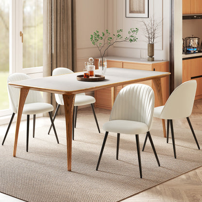 Swivel Bar Stools with Upholstered Seats, Cream White (Set of 2)
