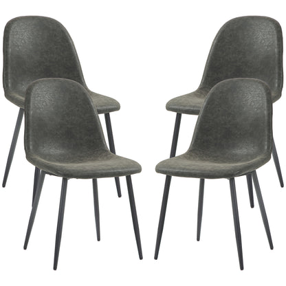 Retro PU Leather Upholstered Dining Chairs, Dark Grey (Set of 4)