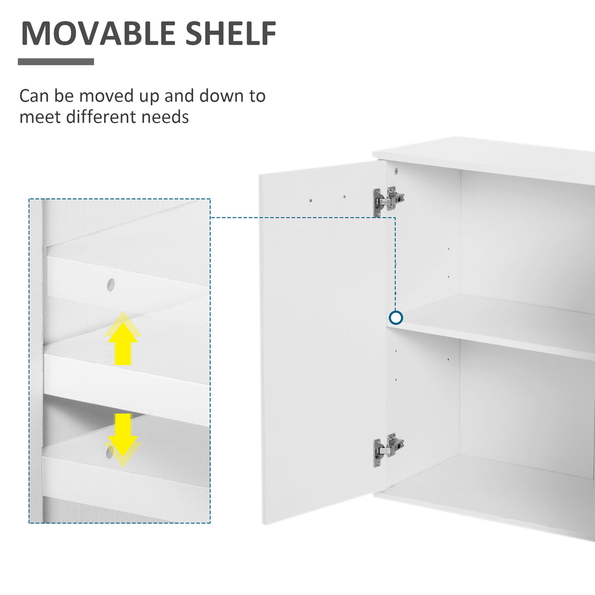 High Gloss Sideboard Buffet with Drawers and Doors, White