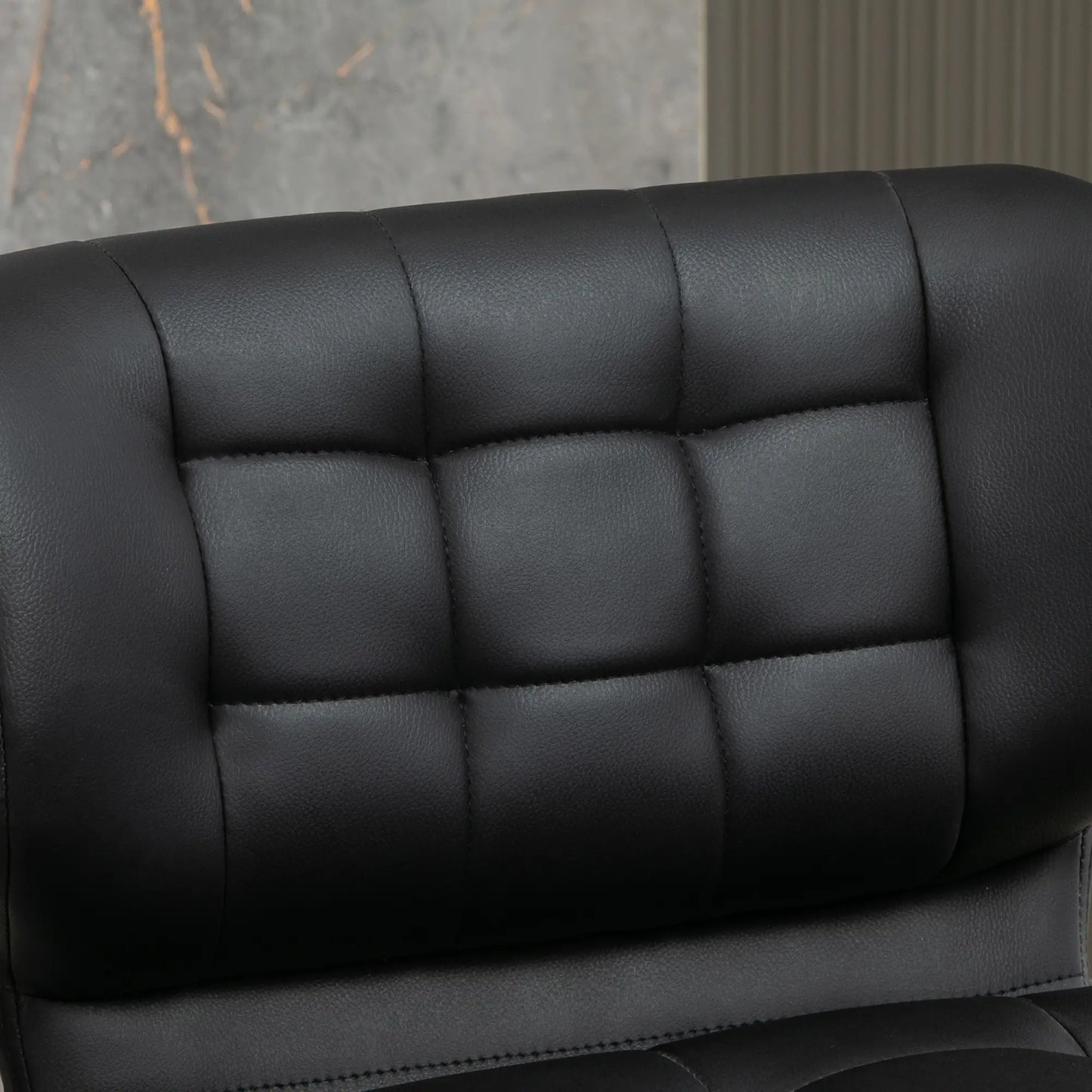 Adjustable Height Swivel Bar Stools with Tufted PU Leather, Black (Set of 2)