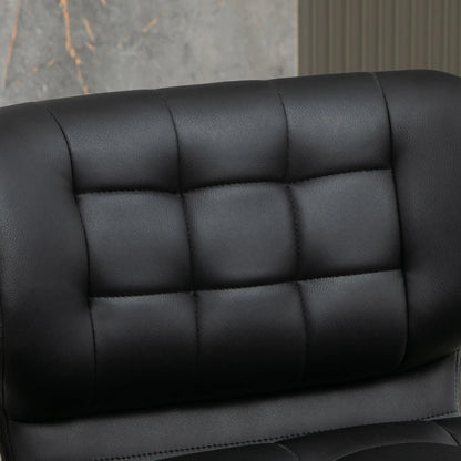 Adjustable Height Swivel Bar Stools with Tufted PU Leather, Black (Set of 2)