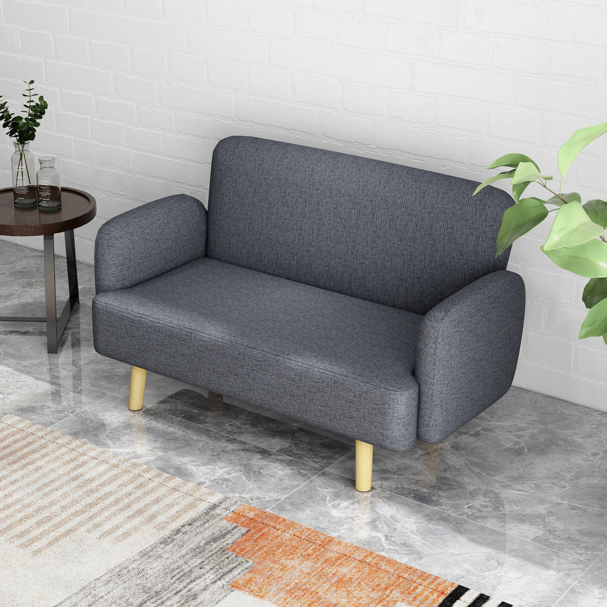Velvet-Feel Two-Seater Loveseat, Grey