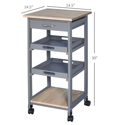 Rolling Kitchen Serving Cart with Drawer, Grey