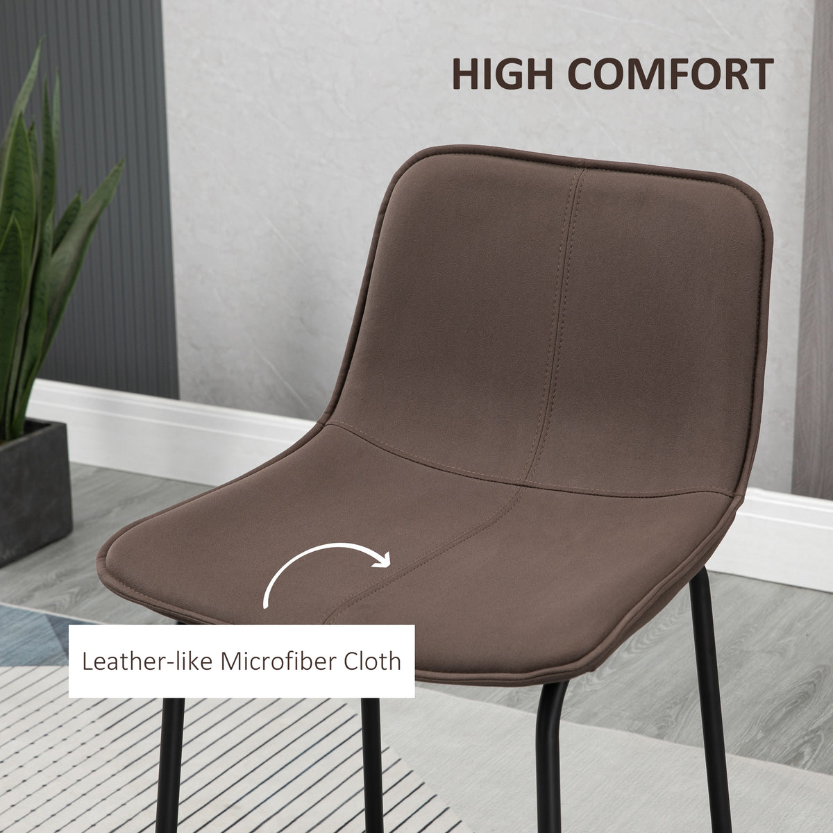 Counter-Height Bar Stools with Upholstered Seat and Metal Legs, Coffee (Set of 2)