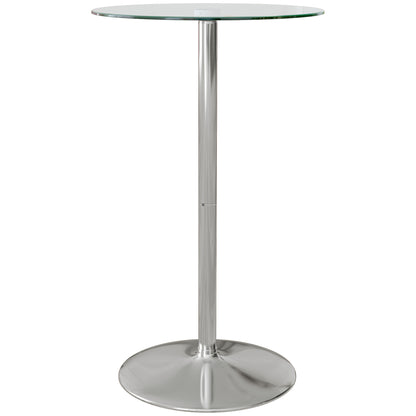 High Top Bar Table with Tempered Glass Top for 2 People, Clear