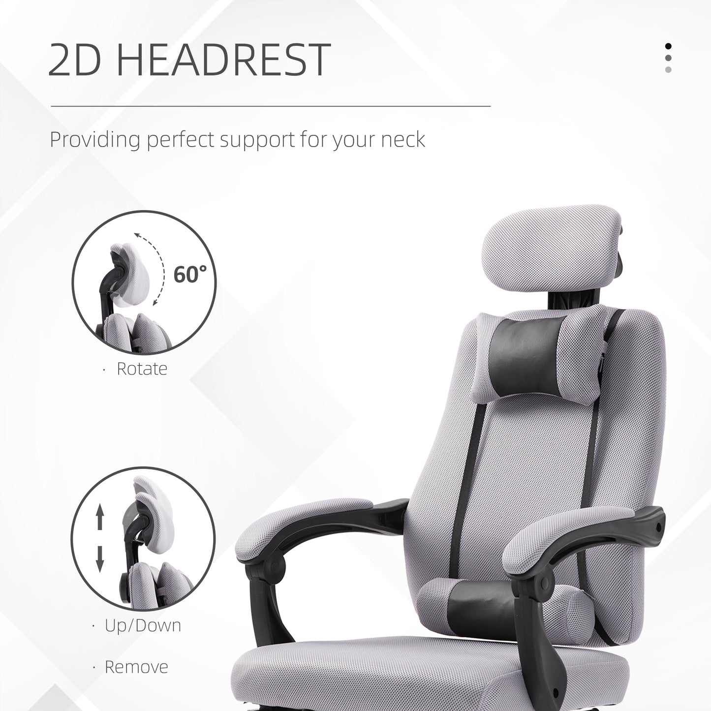 Ergonomic Executive High Back Office Chair with Mesh Fabric and Footrest, Gray