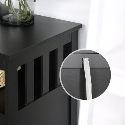 39" Wooden Console Table with Cabinet and Open Shelf, Black