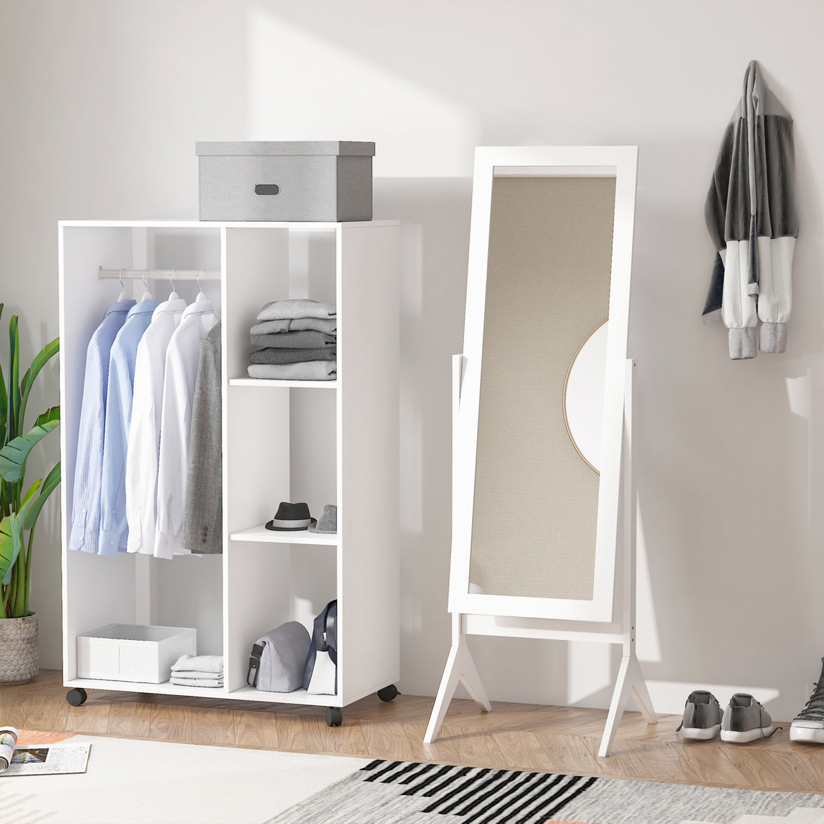 Full Length Standing Mirror with Adjustable Angle, White