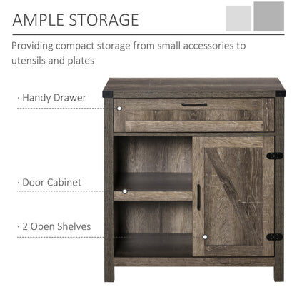 Farmhouse Buffet Sideboard with Barn Doors, Dark Oak