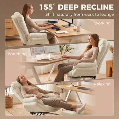 Ergonomic Office Chair with Footrest, Beige