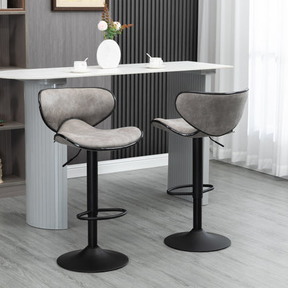 Adjustable Height Swivel Bar Stools with Leathaire Upholstery, Taupe Grey (Set of 2)