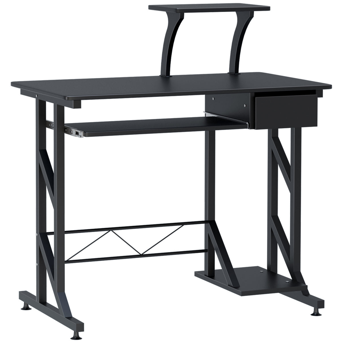 35" Computer Desk with Keyboard Tray and Drawer, Black