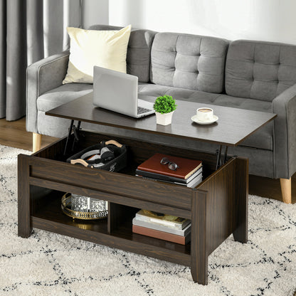 Lift Top Coffee Table with Hidden Storage, Dark Walnut