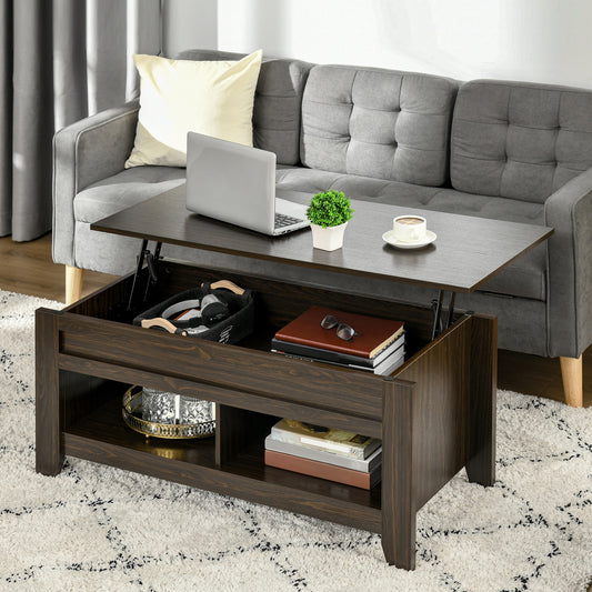 Lift Top Coffee Table with Hidden Storage, Dark Walnut