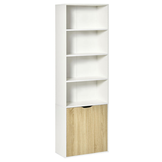 4-Tier Bookcase Cabinet with Doors, Oak